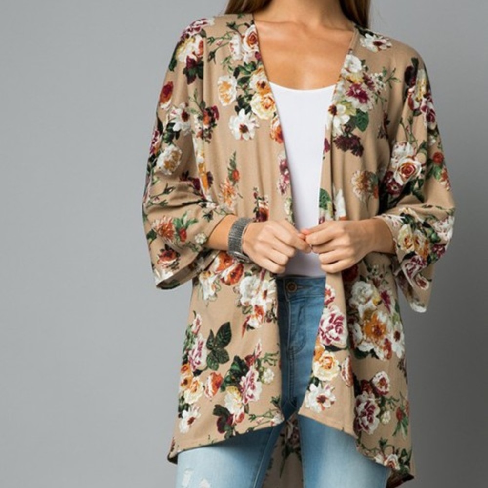Stylish Floral Kimono - Plus Size